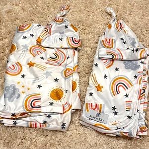 TWIN NWOT Swaddle Blanket and Hat Set